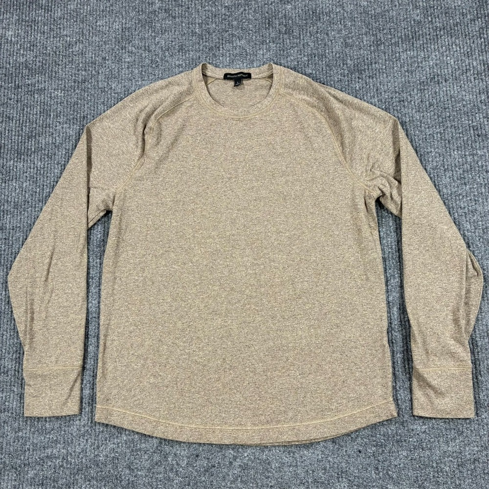 Banana Republic Mens Crew Neck Shirt Large Heather Brown Long Sleeve Casual